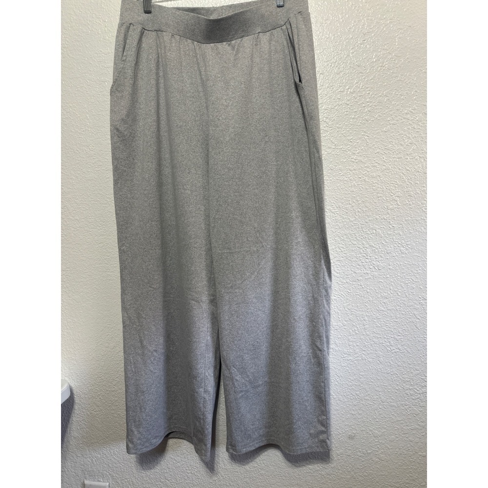 PNAEONG Womens Heather Gray Wide Leg Lounge Pants XL Elastic Waist Pockets